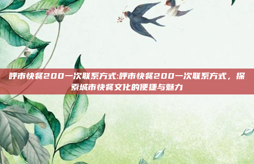 呼市快餐200一次联系方式:呼市快餐200一次联系方式，探索城市快餐文化的便捷与魅力