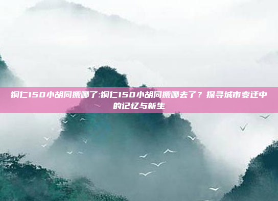 铜仁150小胡同搬哪了:铜仁150小胡同搬哪去了？探寻城市变迁中的记忆与新生