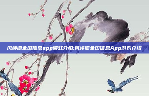 风楼阁全国信息app游戏介绍:风楼阁全国信息App游戏介绍