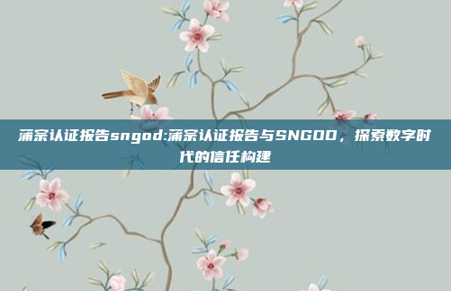 蒲宗认证报告sngod:蒲宗认证报告与SNGOD，探索数字时代的信任构建