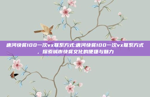 唐河快餐100一次vx联系方式:唐河快餐100一次vx联系方式，探索城市快餐文化的便捷与魅力