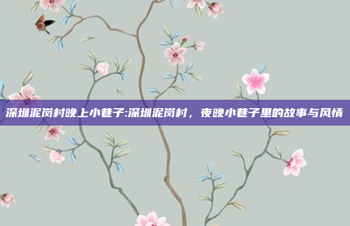 深圳泥岗村晚上小巷子:深圳泥岗村，夜晚小巷子里的故事与风情