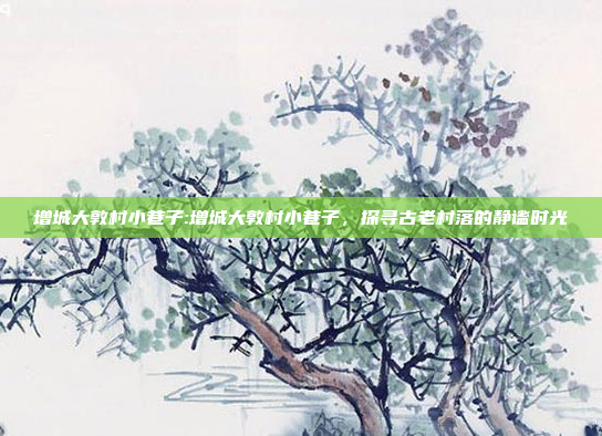 增城大敦村小巷子:增城大敦村小巷子，探寻古老村落的静谧时光