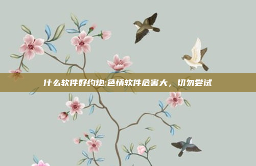 什么软件好约炮:色情软件危害大，切勿尝试