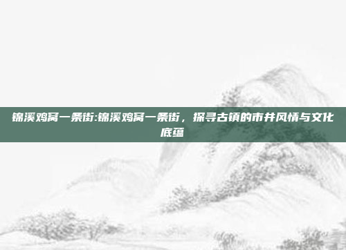 锦溪鸡窝一条街:锦溪鸡窝一条街，探寻古镇的市井风情与文化底蕴