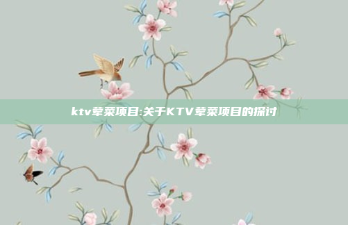 ktv荤菜项目:关于KTV荤菜项目的探讨