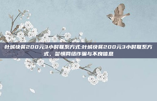 叶城快餐200元3小时联系方式:叶城快餐200元3小时联系方式，警惕网络诈骗与不良信息