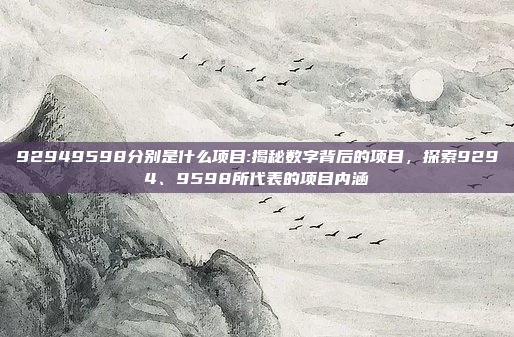 92949598分别是什么项目:揭秘数字背后的项目，探索9294、9598所代表的项目内涵