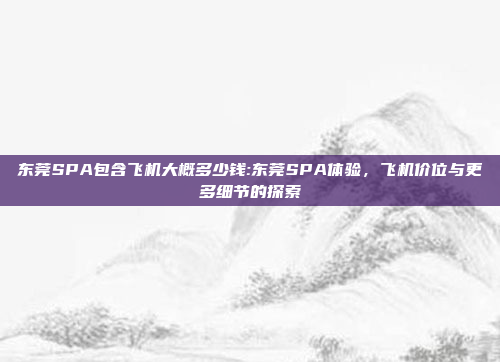 东莞SPA包含飞机大概多少钱:东莞SPA体验，飞机价位与更多细节的探索