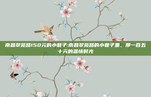 南昌翠苑路150元的小巷子:南昌翠苑路的小巷子里，那一百五十元的温情时光