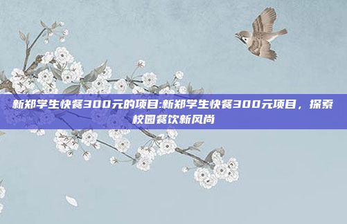 新郑学生快餐300元的项目:新郑学生快餐300元项目，探索校园餐饮新风尚