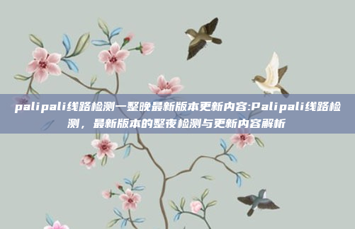 palipali线路检测一整晚最新版本更新内容:Palipali线路检测，最新版本的整夜检测与更新内容解析