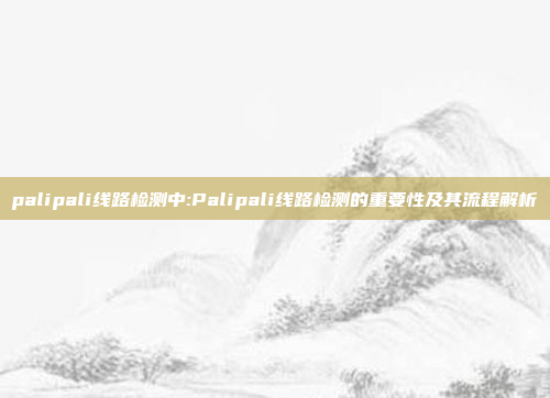 palipali线路检测中:Palipali线路检测的重要性及其流程解析