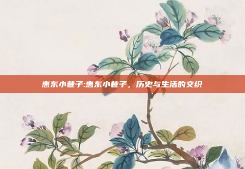 惠东小巷子:惠东小巷子，历史与生活的交织