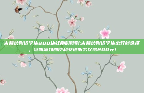 吉隆坡附近学生200块钱随叫随到:吉隆坡附近学生出行新选择，随叫随到的便利交通服务仅需200元！