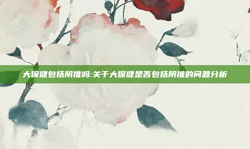 大保健包括阴推吗:关于大保健是否包括阴推的问题分析