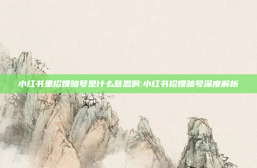 小红书里招嫖暗号是什么意思啊:小红书招嫖暗号深度解析