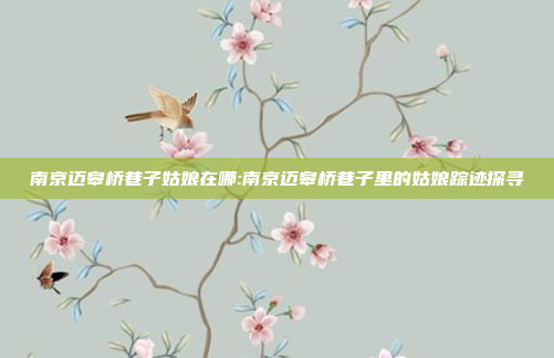 南京迈皋桥巷子姑娘在哪:南京迈皋桥巷子里的姑娘踪迹探寻