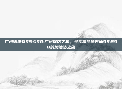 广州哪里有95或98:广州探店之旅，寻找高品质汽油95与98的加油站之旅