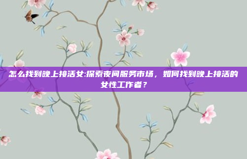 怎么找到晚上接活女:探索夜间服务市场，如何找到晚上接活的女性工作者？