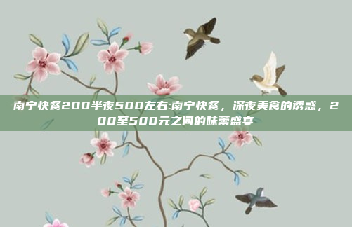 南宁快餐200半夜500左右:南宁快餐，深夜美食的诱惑，200至500元之间的味蕾盛宴