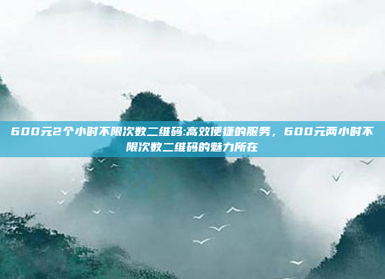 600元2个小时不限次数二维码:高效便捷的服务，600元两小时不限次数二维码的魅力所在