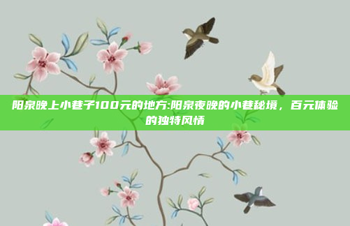 阳泉晚上小巷子100元的地方:阳泉夜晚的小巷秘境，百元体验的独特风情